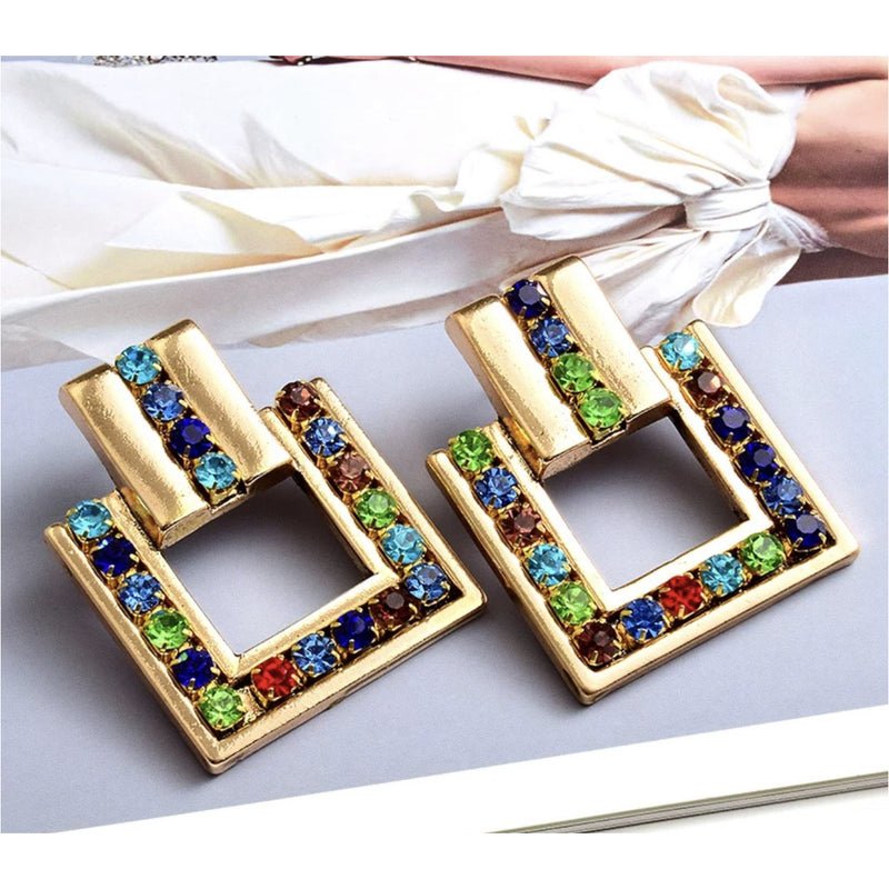 Gold-Tone Multi Color Earrings